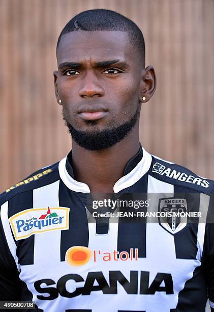 Angers' football club Guinean midfielder Abdoul Camara poses on September 29, 2015 at the "La Baumette" stadium in Angers, western France. AFP PHOTO...