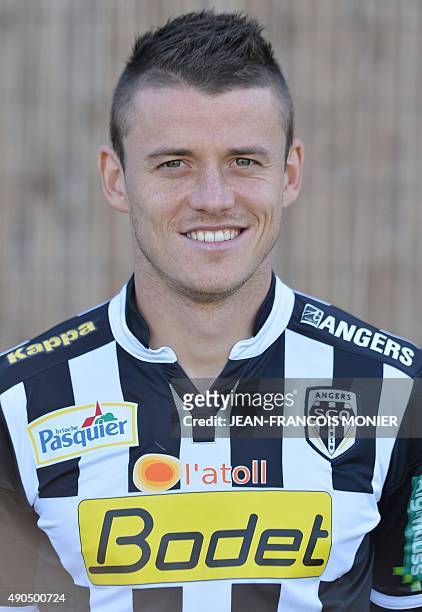 Angers' football club French midfielder Pierrick Capelle poses on September 29, 2015 at the "La Baumette" stadium in Angers, western France. AFP...