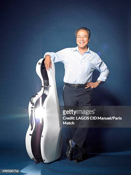Cellist YoYo Ma is photographed for Paris Match on September 3, 2015 in Paris, France.