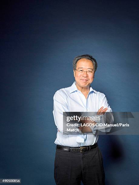 Cellist YoYo Ma is photographed for Paris Match on September 3, 2015 in Paris, France.