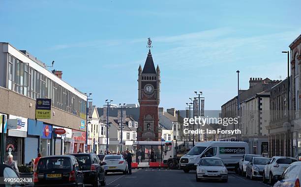 Redcar town clock stands as a prominent landmark in the high street on September 29, 2015 in Redcar, England. Following the announcement by SSI UK...