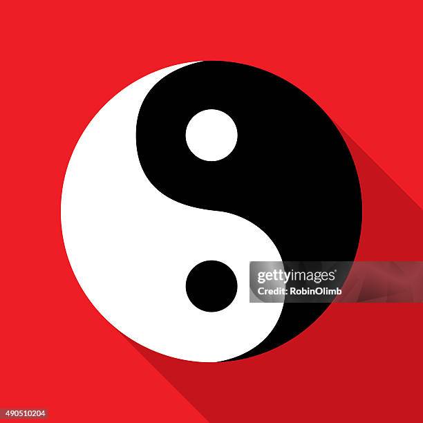 red white black yin yangicon - tao symbol stock illustrations