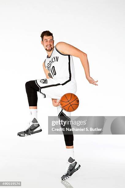Sergey Karasev of the Brooklyn Nets poses for a photo during Media Day at the Brooklyn Nets Practice Facility. NOTE TO USER: User expressly...