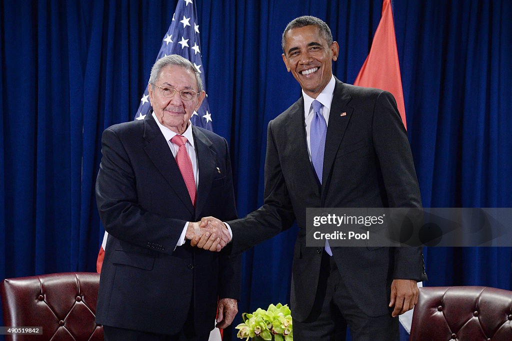 U.S. President Barack Obama Meets With President Raul Castro Of Cuba