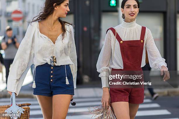 Sara Nicole Rossetto, wearing Rag & Bone, Hermes & Barbara Bonner, and Giorgia Rossetto during Milan Fashion Week Spring/Summer 16 on September 24,...