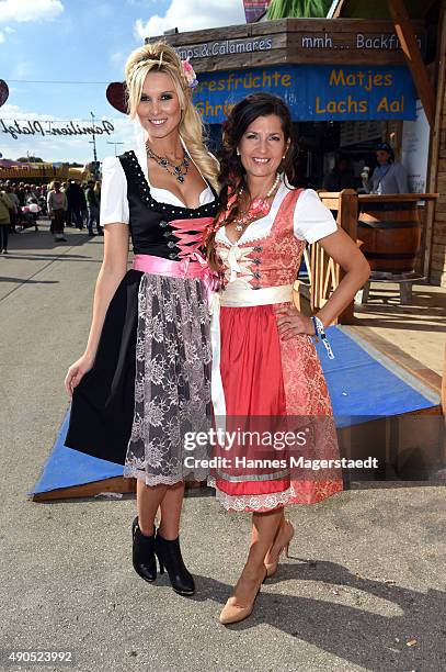 Katja Kuehne and fashion designer Birgit Backeler attend the Ladies Lunch at Fisch Baeda during the Oktoberfest 2015 at Theresienwiese on September...