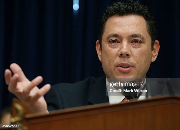 Chairman Jason Chaffetz questions Cecile Richards, president of Planned Parenthood Federation of America Inc. During her testimony in a House...