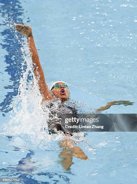 Carolina Colorado of Columbia compete in the Women's 200m Individual Medley Final at the National Aquatics Centre during day one of 2015 FINA World...