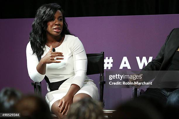 Actress Uzo Aduba speaks onstage at the A Diversity Revolution: How Non-Network Shows Are Shattering Mainstream Norms panel during Advertising Week...