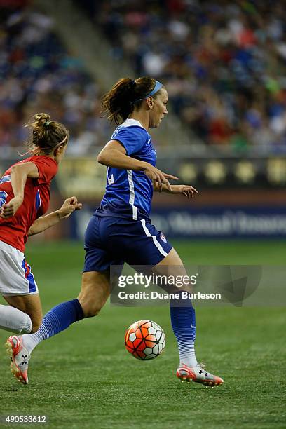 Lauren Holiday of the United States moves the ball against Haiti during the second half of the U.S. Women's 2015 World Cup victory tour match at Ford...