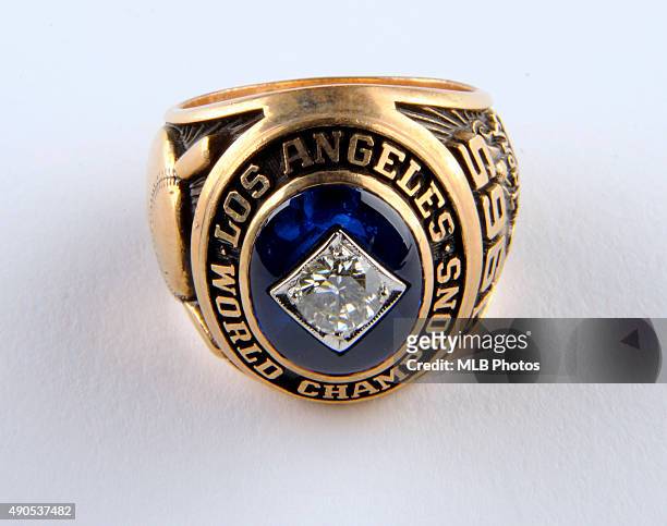 Detail view of the 1965 Los Angeles Dodgers World Series Ring.