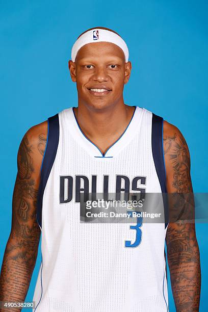 Charlie Villanueva of the Dallas Mavericks poses for a head shot during Media Day on September 28, 2015 at the American Airlines Center in Dallas,...