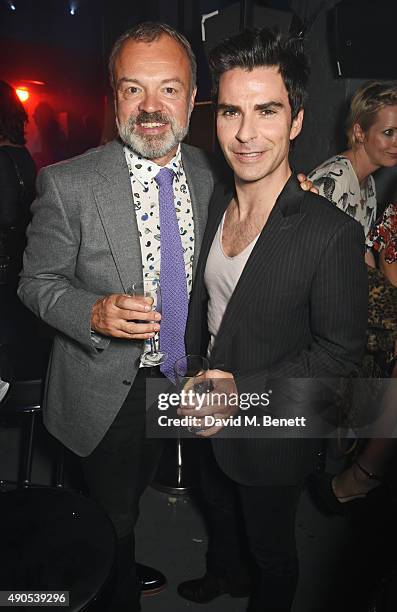 Graham Norton and Kelly Jones attend "Above / Beyond" hosted by American Airlines at One Marylebone on September 29, 2015 in London, England.