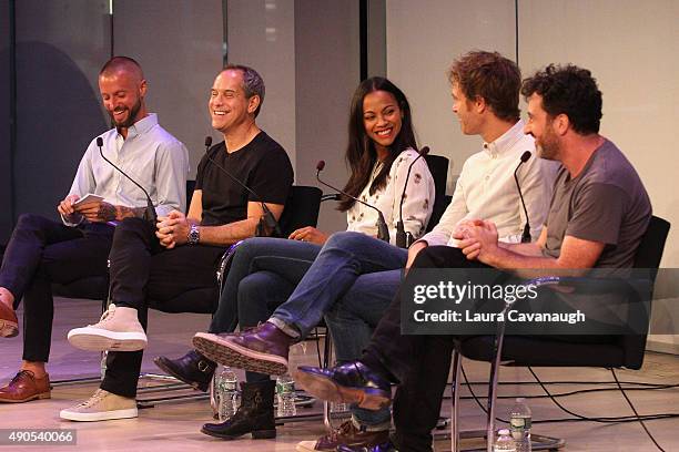 Journalist Ryan Duffy, CEO of AwesomenessTV Brian Robbins, Actress Zoe Saldana, SVP of Marketing Communications and Digital Media at Verizon Brian...