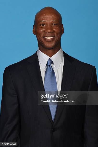 Head Coach Byron Scott of the Los Angeles Lakers poses for a headshot during media day at Toyota Sports Center on September 28, 2015 in El Segundo,...