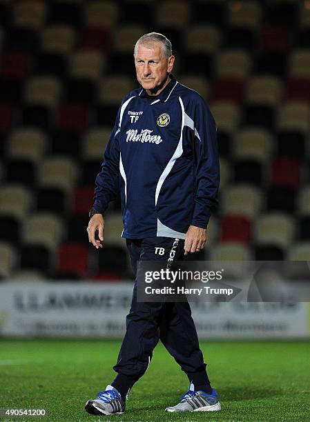 Terry Butcher, Manager of Newport County looks on during the Sky Bet League Two match between Newport County and Crawley Town at Rodney Parade on...