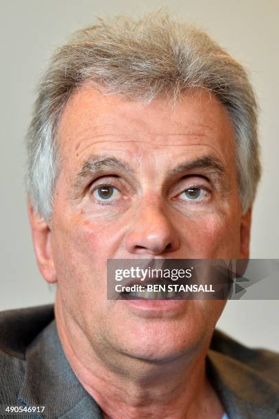 Saracens chairman Nigel Wray speaks during an interview with AFP in Hendon, north London, on May 13, 2014. Since rugby union turned professional 20...