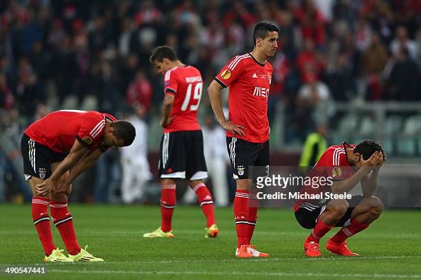 Dejected Benfica players looks on after defeat in the penalty shoot out during the UEFA Europa League Final match between Sevilla FC and SL Benfica...