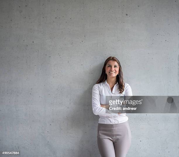 business woman thinking at the office - leaning stock pictures, royalty-free photos & images