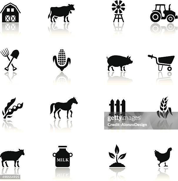 bildbanksillustrationer, clip art samt tecknat material och ikoner med black farm icon set - hästsko