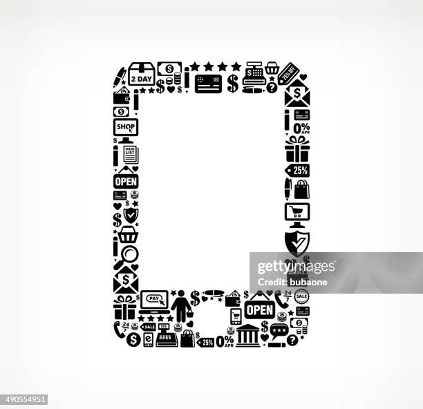 black phone tablet shopping commerce royalty free vector arts - warehouse tablet stock illustrations