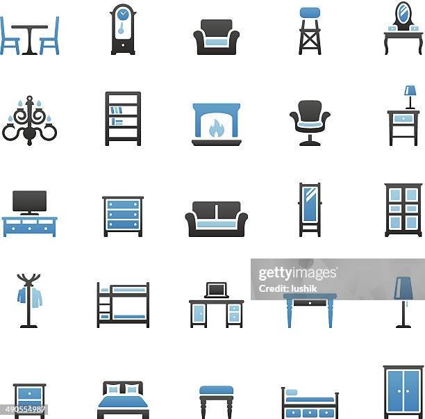 furniture icons set - bookstand stock illustrations