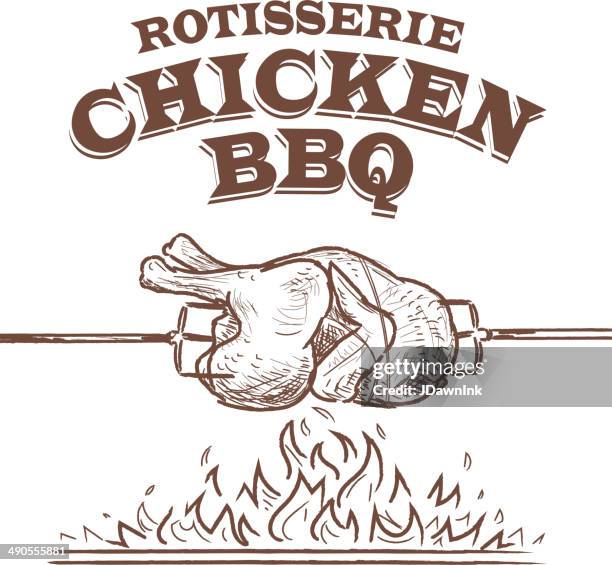 summer bbq rostisserie chicken design template - rotisserie stock illustrations