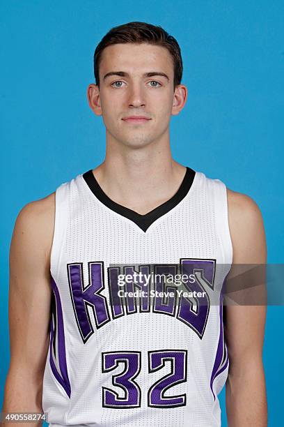 David Stockton of the Sacramento Kings poses for a head shot on media day September 28, 2015 at the Kings practice facility in Sacramento,...