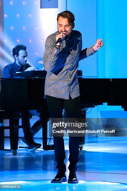 Main Guest of the show, singer Christophe Willem performs and presents his Album 'Parait-il' and his Concerts Tour 'Les nuits Parait-il' during the...