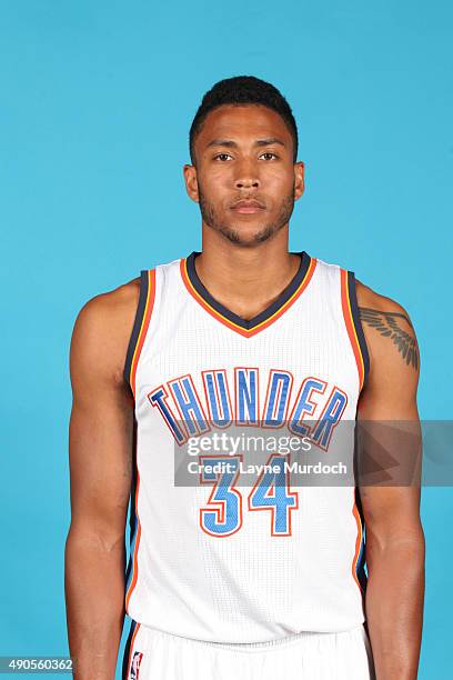 Josh Huestis of the Oklahoma City Thunder poses for a portrait during 2015 NBA Media Day on September 28, 2015 at the Thunder Events Center in...