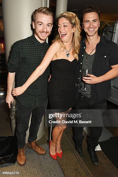 Steven Webb, Julie Atherton and Richard Fleeshman attend the press night of "Pure Imagination: The Songs of Leslie Bricusse" at the St James Theatre...