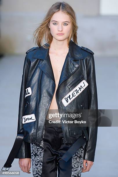 Model walks the runway during the Each X Other show as part of the Paris Fashion Week Womenswear Spring/Summer 2016 on September 29, 2015 in Paris,...