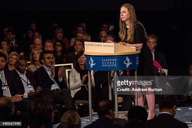 Chelsea Clinton speaks at the Clinton Global Initiative' closing session on September 29, 2015 in New York City. The Clinton Global Initiative,...