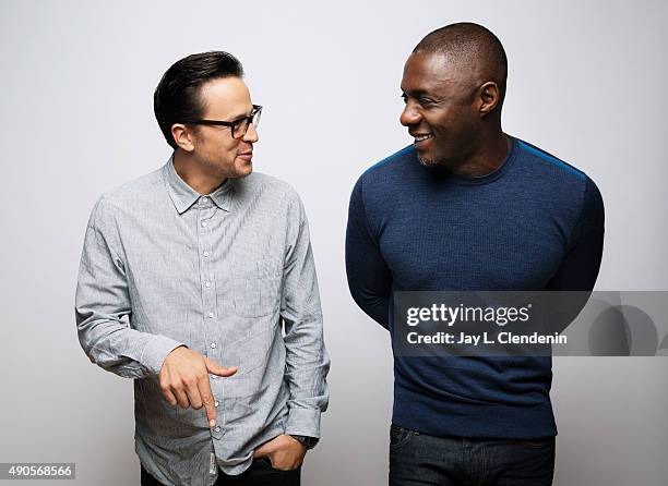 Director Cary Fukunaga and Actor Idris Elba, from the film "Beasts of No Nation" are photographed for Los Angeles Times on September 25, 2015 in...