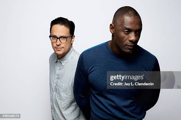 Director Cary Fukunaga and Actor Idris Elba, from the film "Beasts of No Nation" are photographed for Los Angeles Times on September 25, 2015 in...