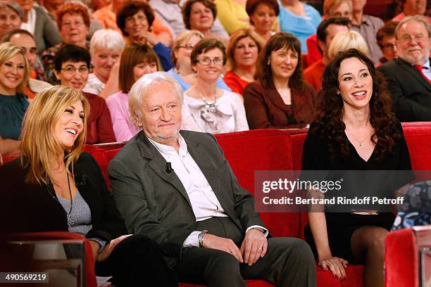 Main guiest of the show actress mathilde Seigner with Stage Director Niels Arestrup and his wife actress Isabelle Le Nouvel who present the theater...