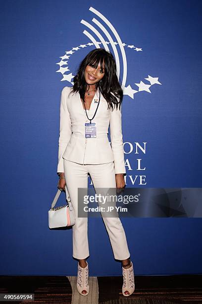 Naomi Campbell poses at the 2015 Clinton Global Initiative's Annual Meeting at the Sheraton New York Times Square Hotel on September 29, 2015 in New...