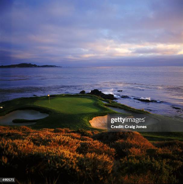 General view of the Hole at the Pebble Beach Golf Links in Pebble Beach, California.