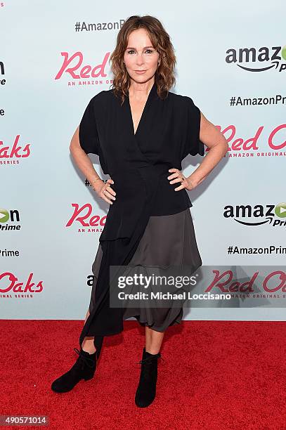 Actress Jennifer Grey attends the Amazon red carpet premiere for the brand new original comedy series "Red Oaks" on September 29, 2015 in New York...