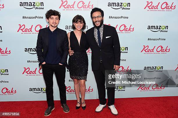 Actors Craig Roberts, Alexandra Socha and Ennis Esmer attend the Amazon red carpet premiere for the brand new original comedy series "Red Oaks" on...