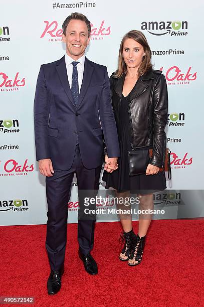 Personality Seth Meyers and Alexi Ashe attend the Amazon red carpet premiere for the brand new original comedy series "Red Oaks" on September 29,...