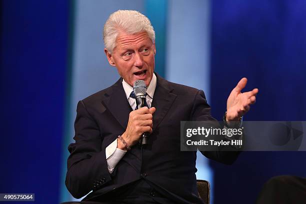President Bill Clinton attends the 2015 Clinton Global Initiative Closing Plenary at Sheraton Times Square on September 29, 2015 in New York City.