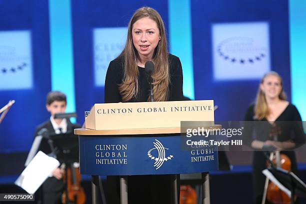 Chelsea Clinton speaks during the 2015 Clinton Global Initiative Closing Plenary at Sheraton Times Square on September 29, 2015 in New York City.
