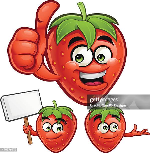 stockillustraties, clipart, cartoons en iconen met strawberry cartoon set c - strawberry