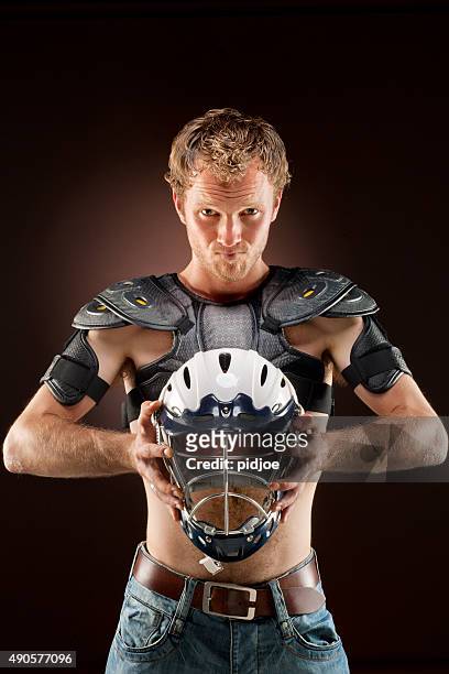 lacrosse player, in official sports wear - face guard sport 個照片及圖片檔