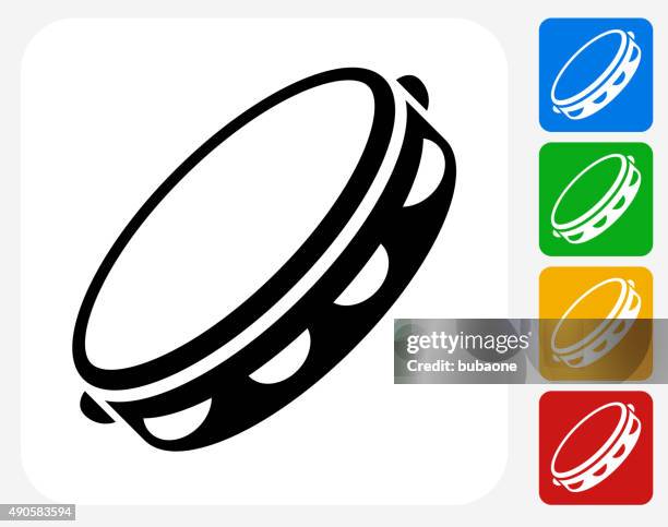 tambourine icon flat graphic design - red tambourine stock illustrations
