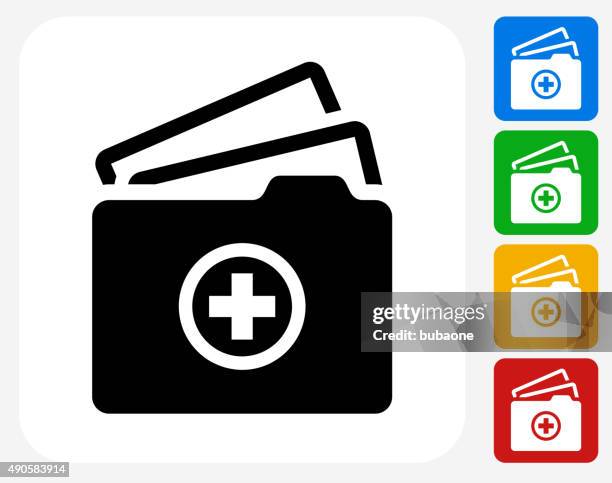 stockillustraties, clipart, cartoons en iconen met medical files icon flat graphic design - medisch dossier