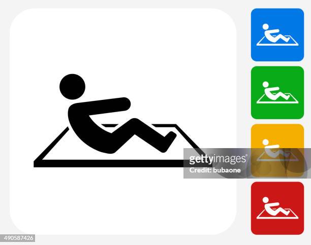 stockillustraties, clipart, cartoons en iconen met stick figure and crunches icon flat graphic design - flat stomach