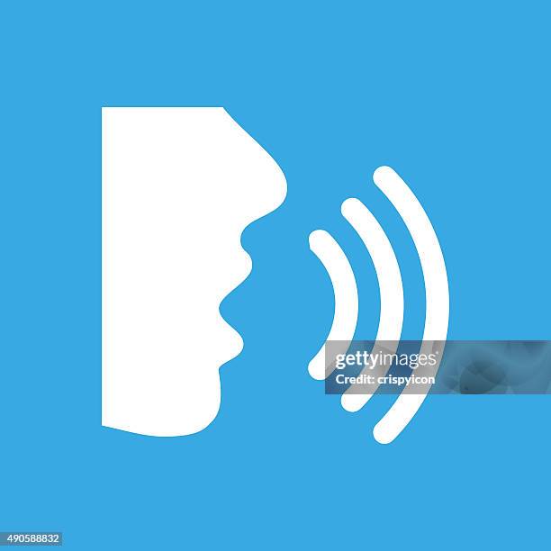 speaking icon on a blue background. - smoothseries - mouth talking stock illustrations