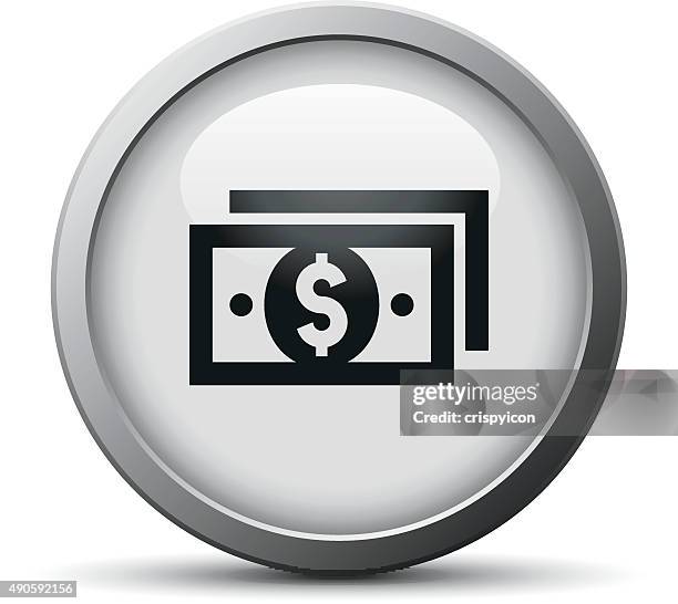 money icon on a silver button. - silverseries - dollar bills stacking up stock illustrations